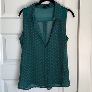 Nordstrom Sleeveless Polka Dot Button Down Blouse